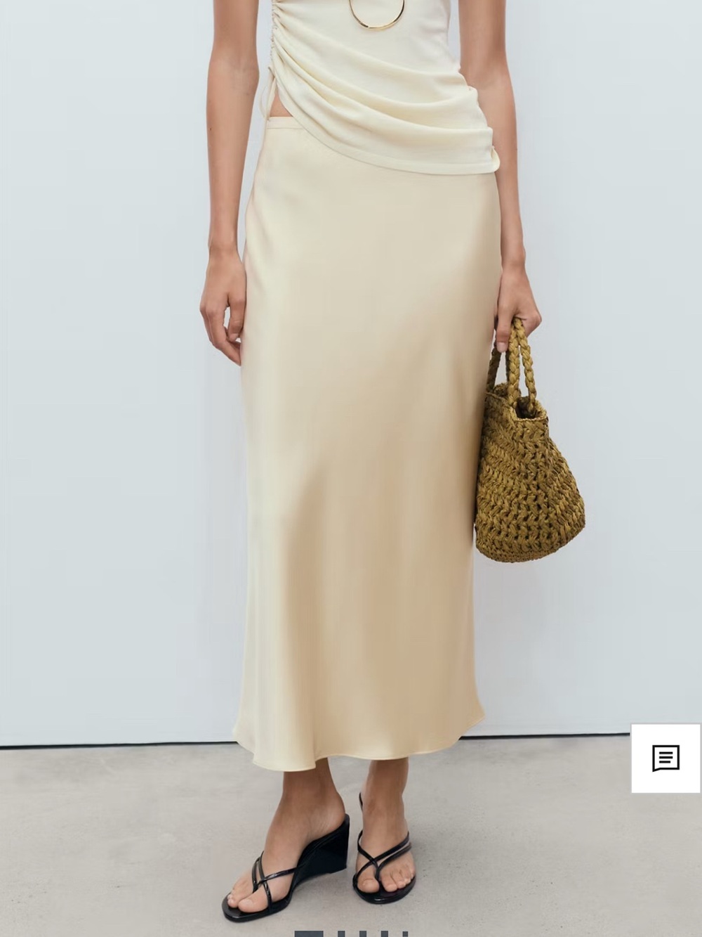 Women’s Cream Yellow Bias Midi Skirt - Elegant Everyday